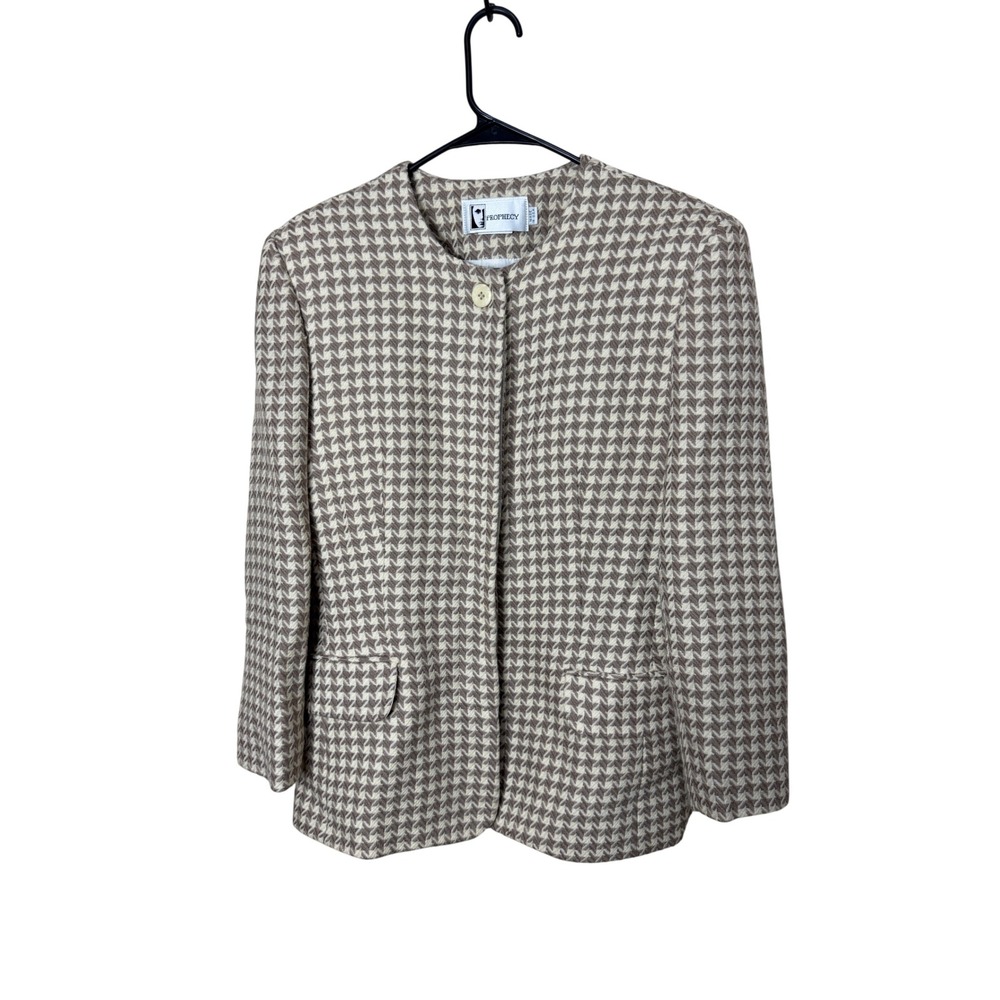 Vintage‎ Prophecy Womens Wool Blazer Houndstooth Button Front Jacket Size 12